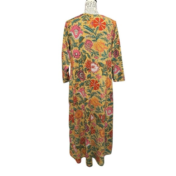 Natural Life Lottie Knit Midi Dress Medium Tan Floral 3/4 Sleeves Boho Whimsical - Picture 5 of 9